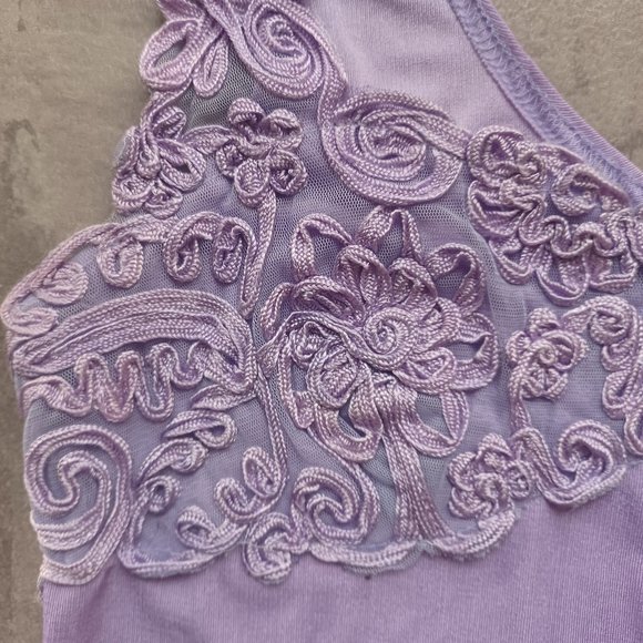 FASHQUE Purple Floral Embroidery Tank Camisole_Size Medium - Picture 2 of 5